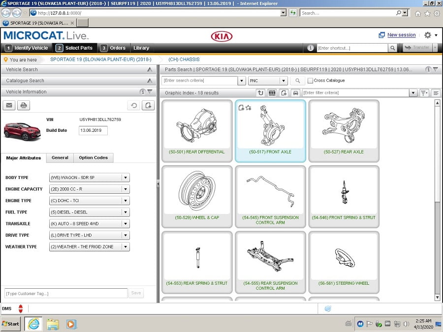 Partes de Colisión Autos Microcat KIA 2021